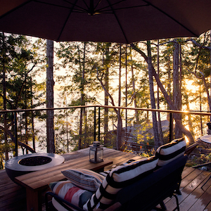 Rainy leisure time on a deck